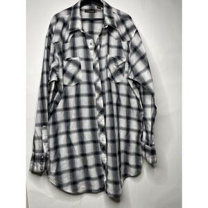 Vintage Roper Flannel‎ Plaid Shirt 4XL Pearl Snap Heavy Shirt XXXXL White Black